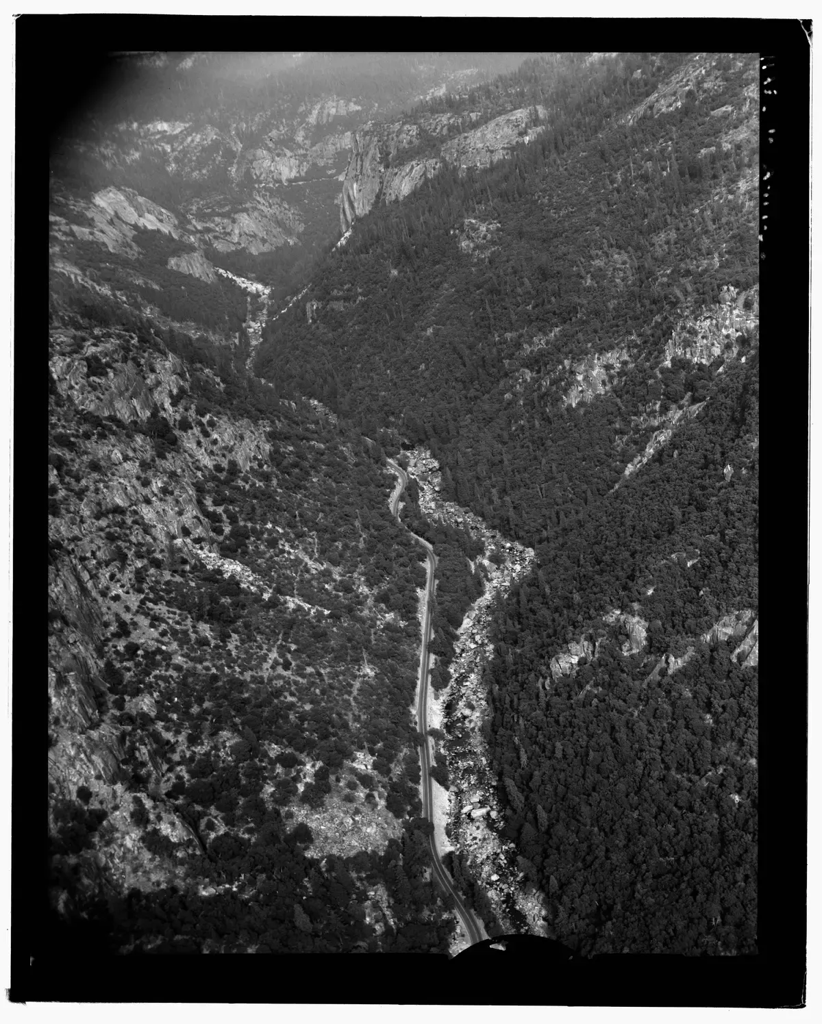 The Merced River canyon highway leading into the park on a Yosemite tour from San Francisco, California